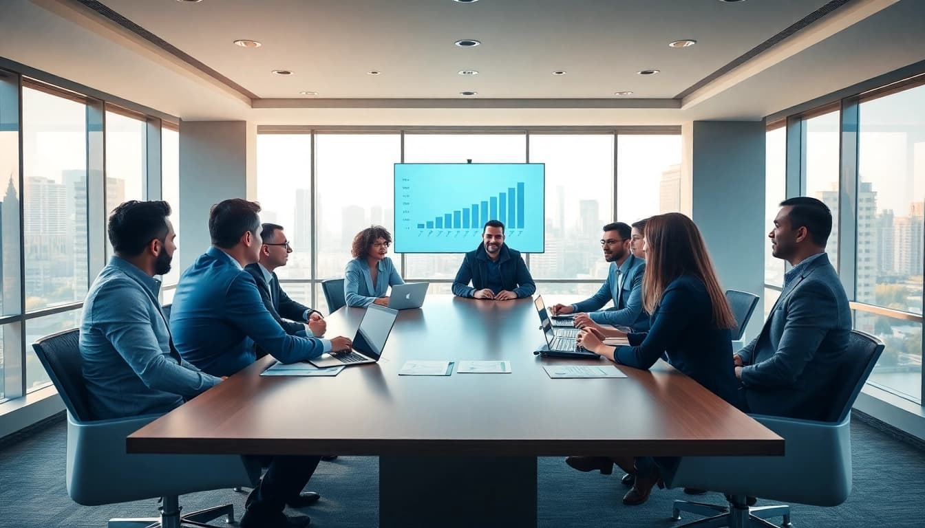 Team discusses innovative SAP ERP strategies in a modern business setting