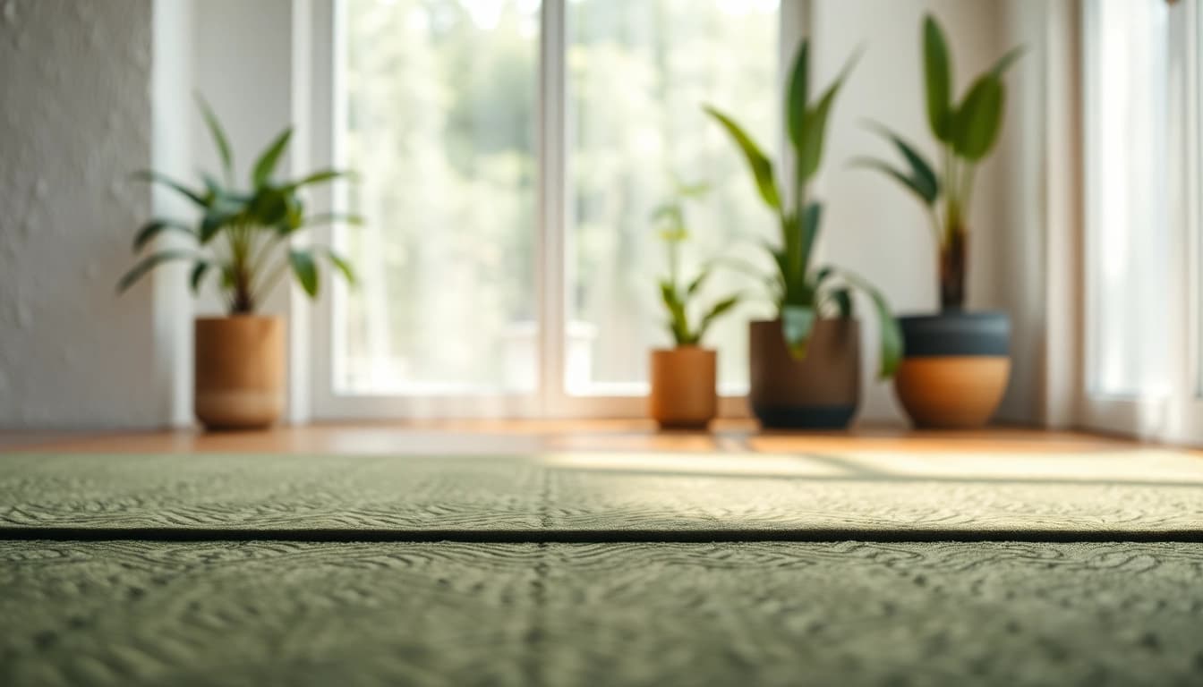 Nagermatte with intricate patterns displayed in a serene indoor environment.
