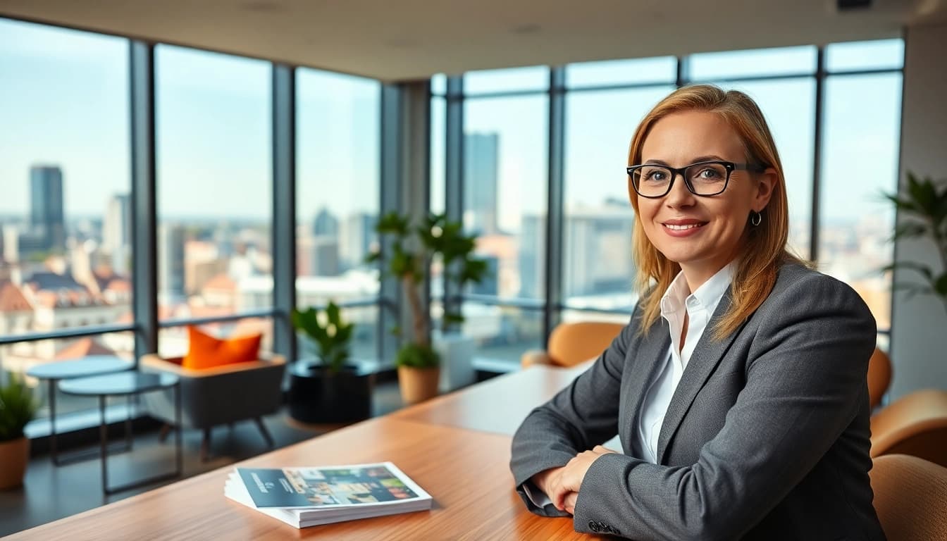 Immobilienmakler Frankfurt Sachsenhausen zeigt Immobilien in modernem Büro.