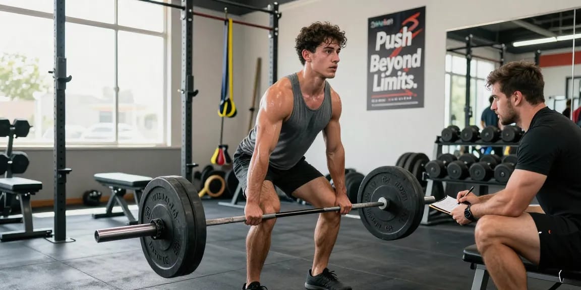Strong man lifting weights in gym, showcasing Unique Pharma Steroids effects on muscle growth and performance.