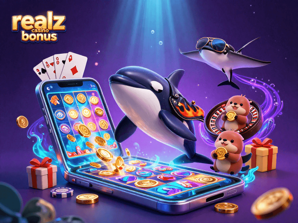 Mit dem Realz Casino Bonus genießen Sie aufregende Casinospiele unter Wasser mit einem Orca, einem Stachelrochen und süßen Ottern.