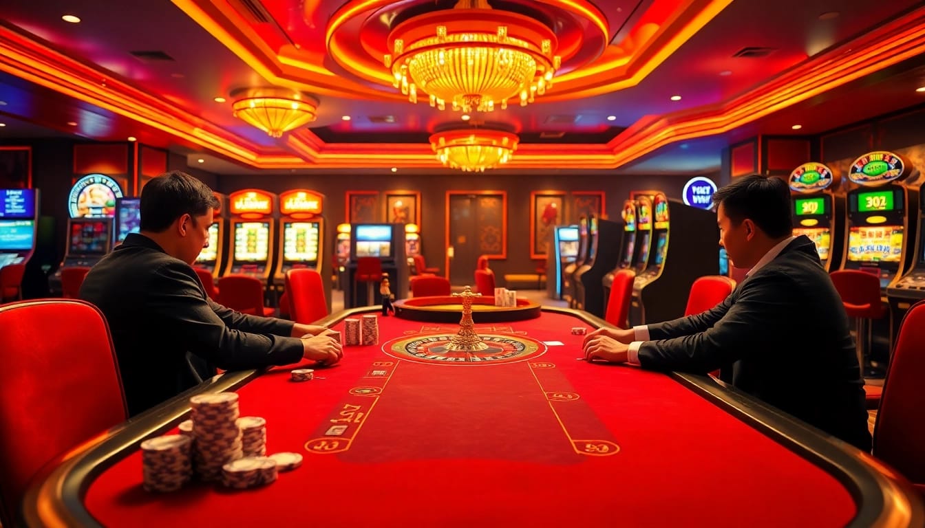 Engaging players at UU88's luxurious casino table with poker chips and roulette.
