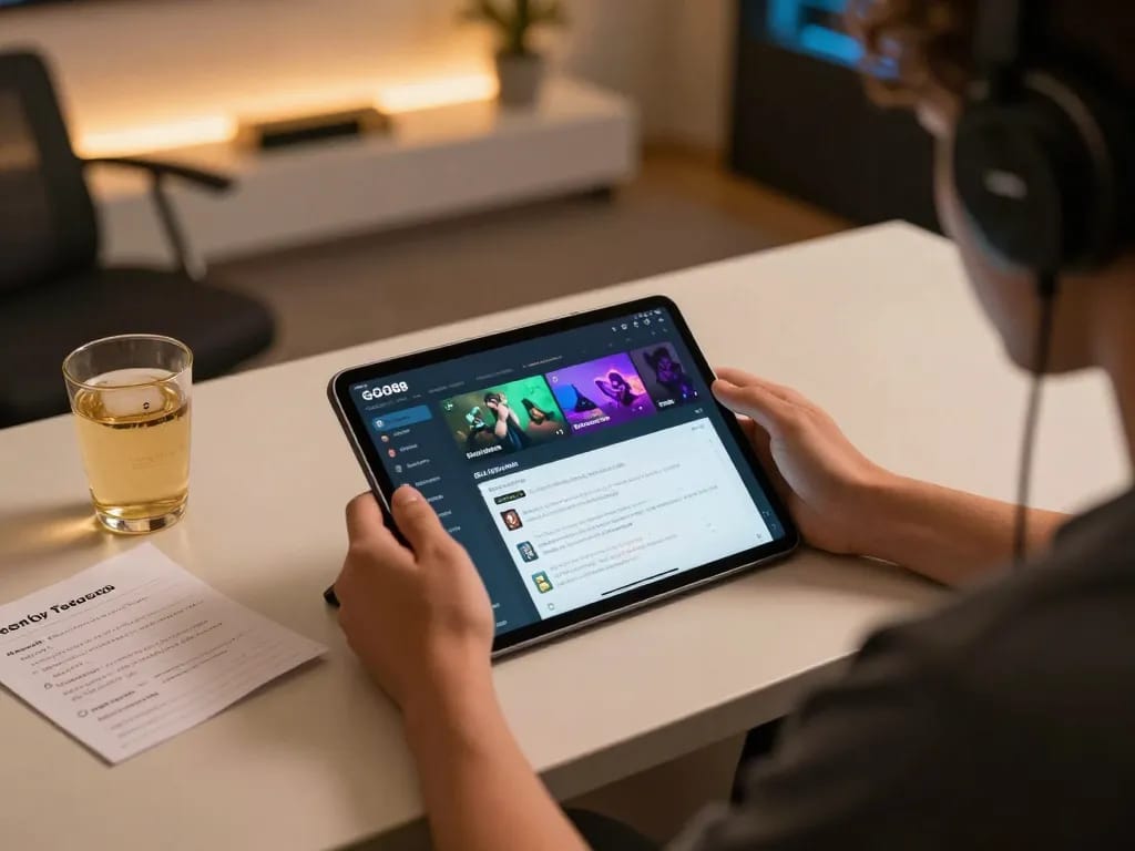 Engaged player using GO88 app for online gambling with strategy notes and ambient lighting.