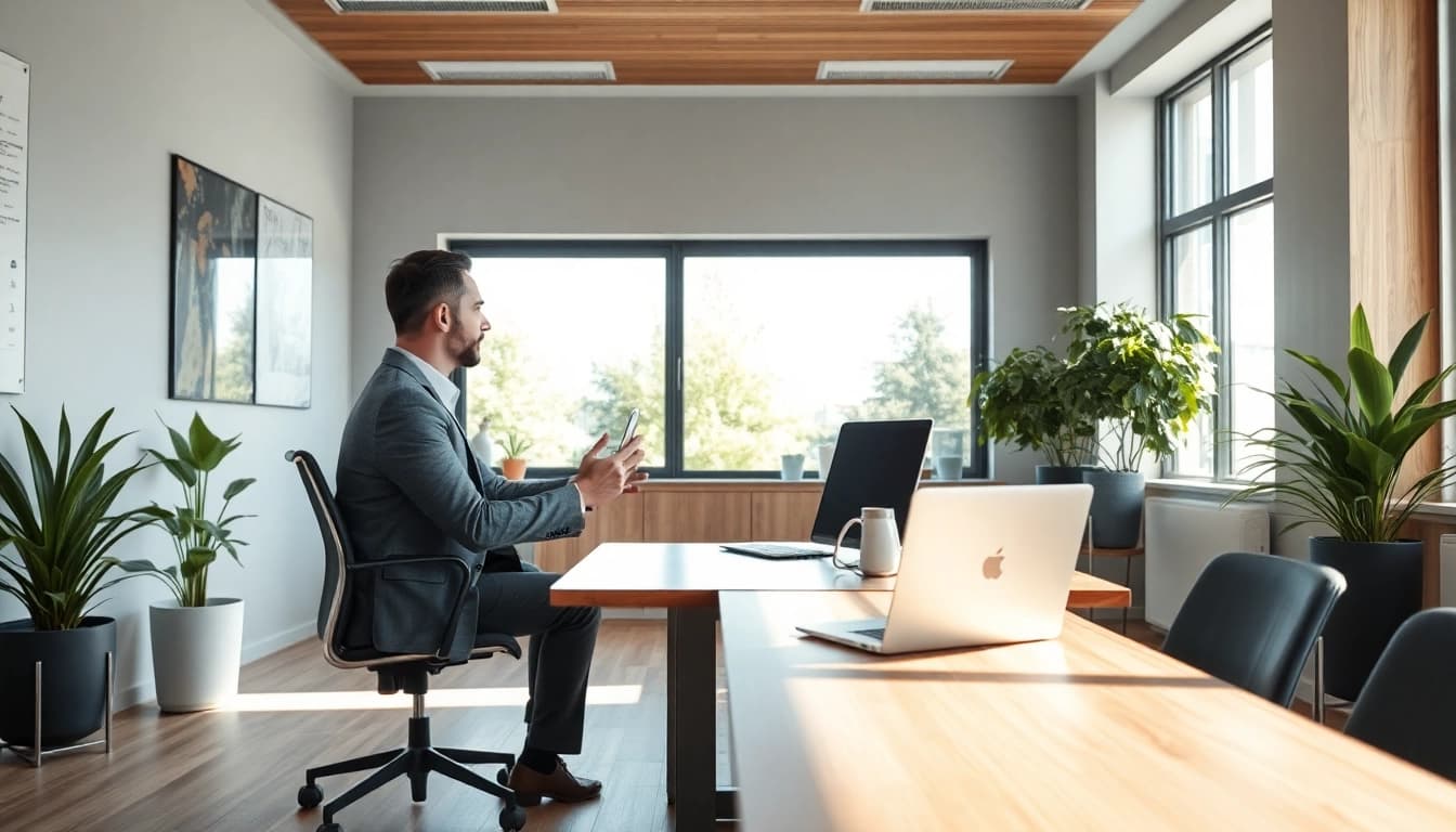Headhunter Heidelberg berät einen Klienten in einem modernen Büro.