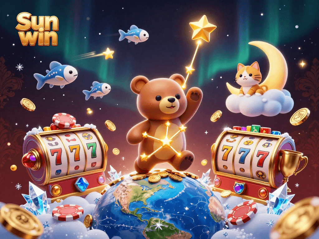 Engage with Sun win while celebrating a 3D gaming adventure filled with slots and golden coins.