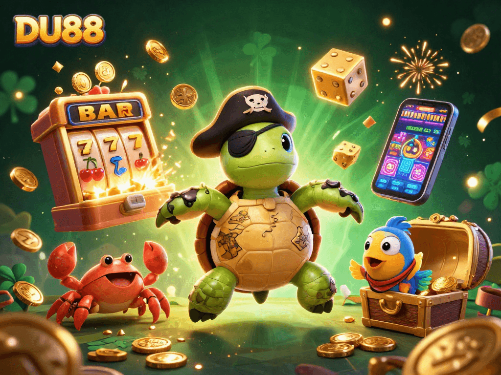 Experience winning excitement at DU88 with dynamic 3D fantasy casino illustration featuring vibrant characters and engaging gaming elements.