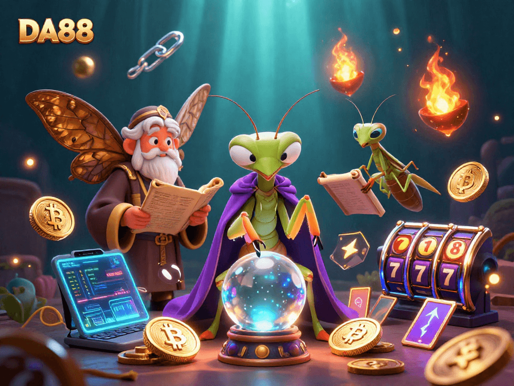 Engage with DA88's vibrant casino world featuring 3D characters and dynamic gaming elements.