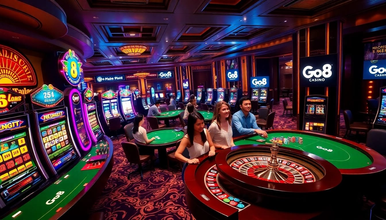 Experience the thrill of Go8 gaming with vibrant casino visuals and enthusiastic players