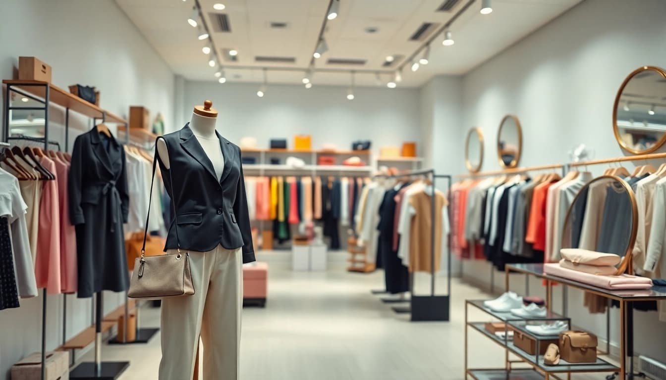Mode & Lifestyle Onlineshops bieten stilvolle Modepräsentationen in hellen Boutiquen.