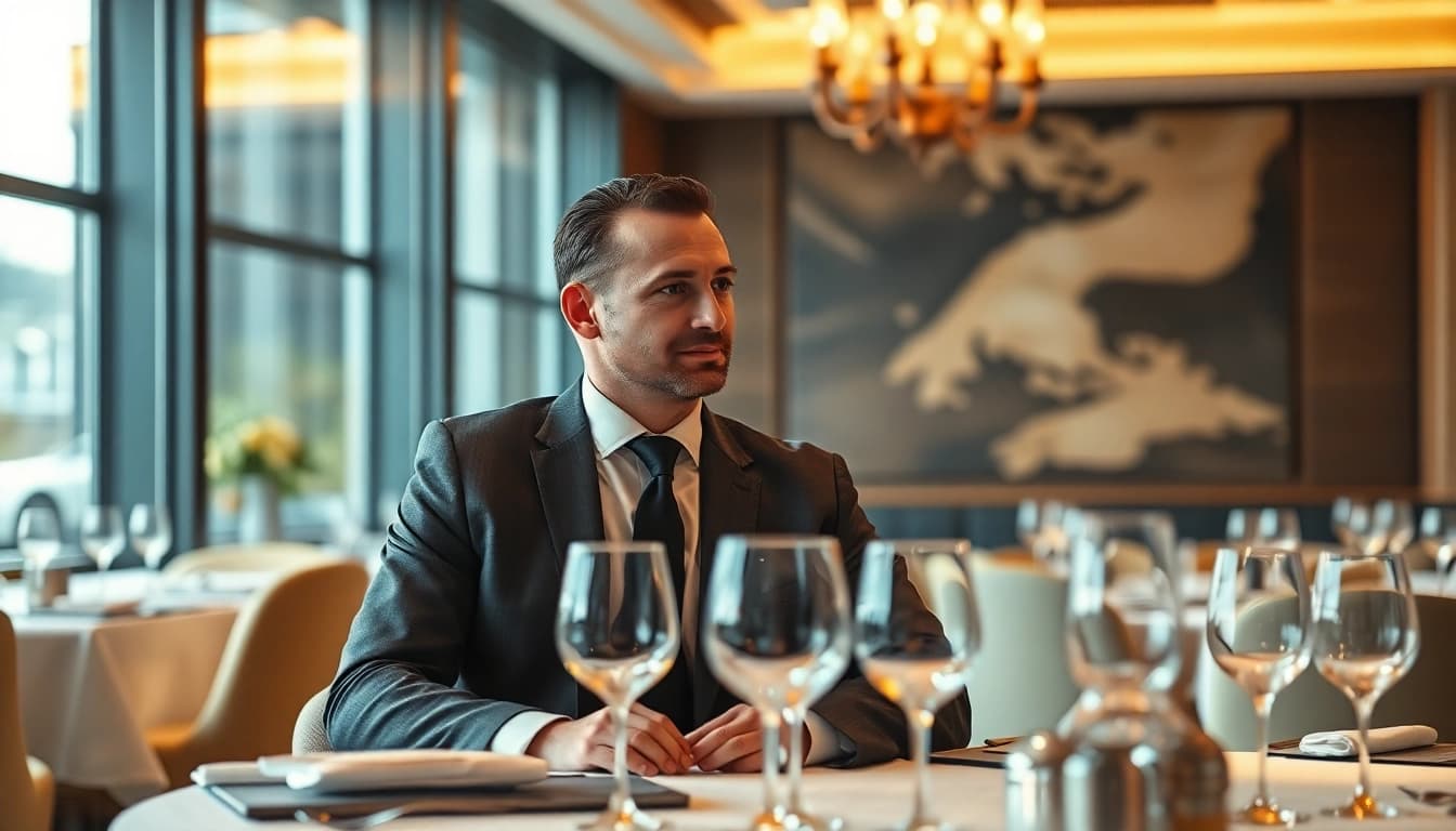 Headhunter Gastronomie: Headhunter im Gespräch mit einem Kandidaten in einem eleganten Restaurant