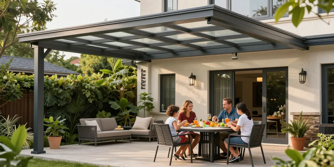 Terrassenüberdachungen schaffen einen stilvollen Außenbereich für entspannte Familienabende.