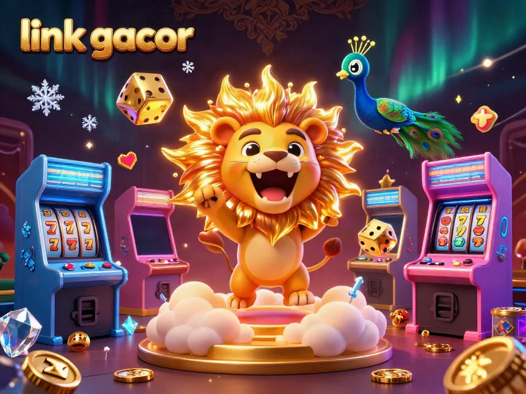 Play thrilling games at link gacor with colorful slot reels and golden dice for jackpot wins.