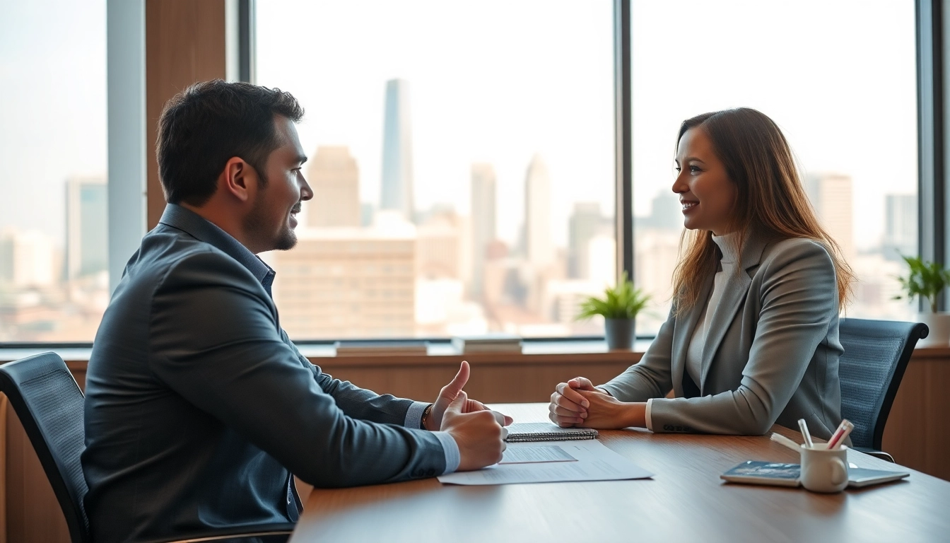 Headhunter Schweiz mit einem Kandidaten im Büro, professionelle Atmosphäre schaffen.