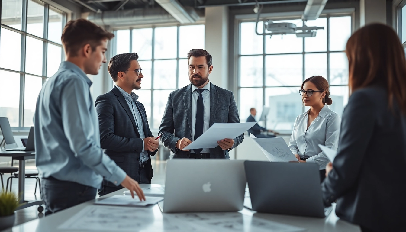 Headhunter Ingenieure in a collaborative setting evaluating candidates and projects.