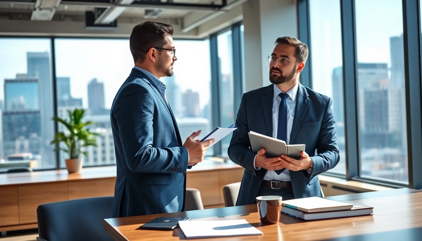 Headhunter Schweiz berät einen Klienten in einer modernen Büroplanung.