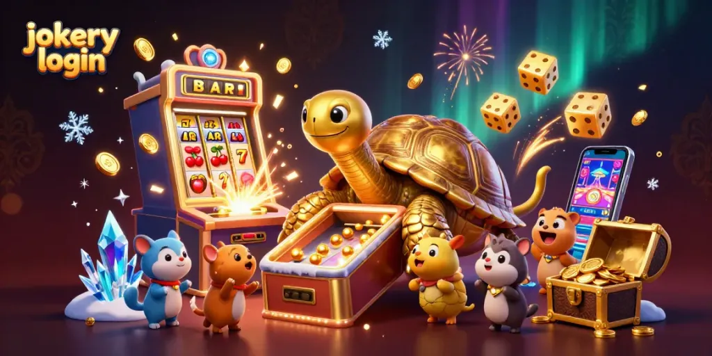 Experience the fun and excitement of jokery login with vibrant casino elements and charming characters.