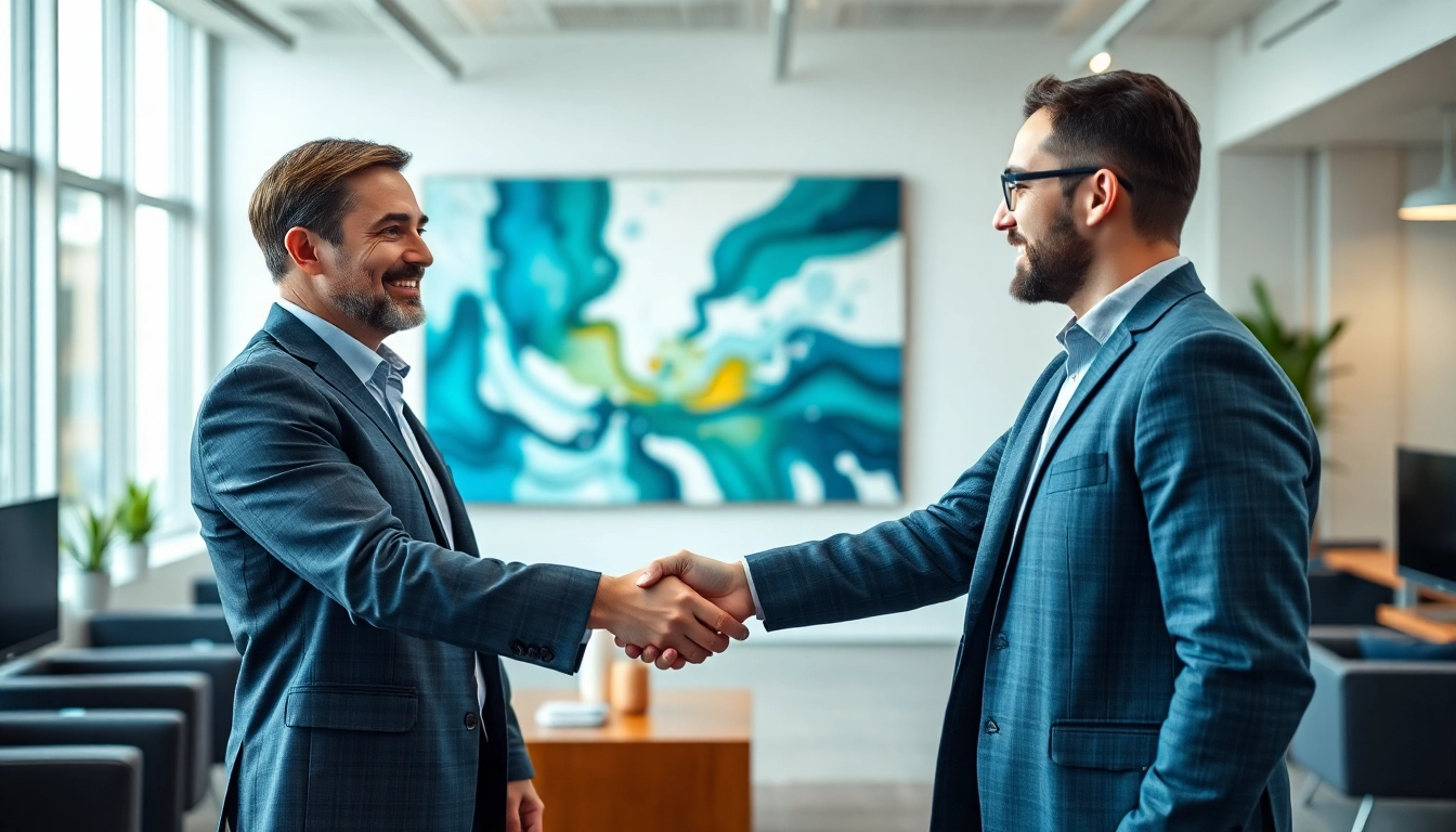 Headhunter Ingenieure interagiert mit Ingenieuren in modernem Büro.