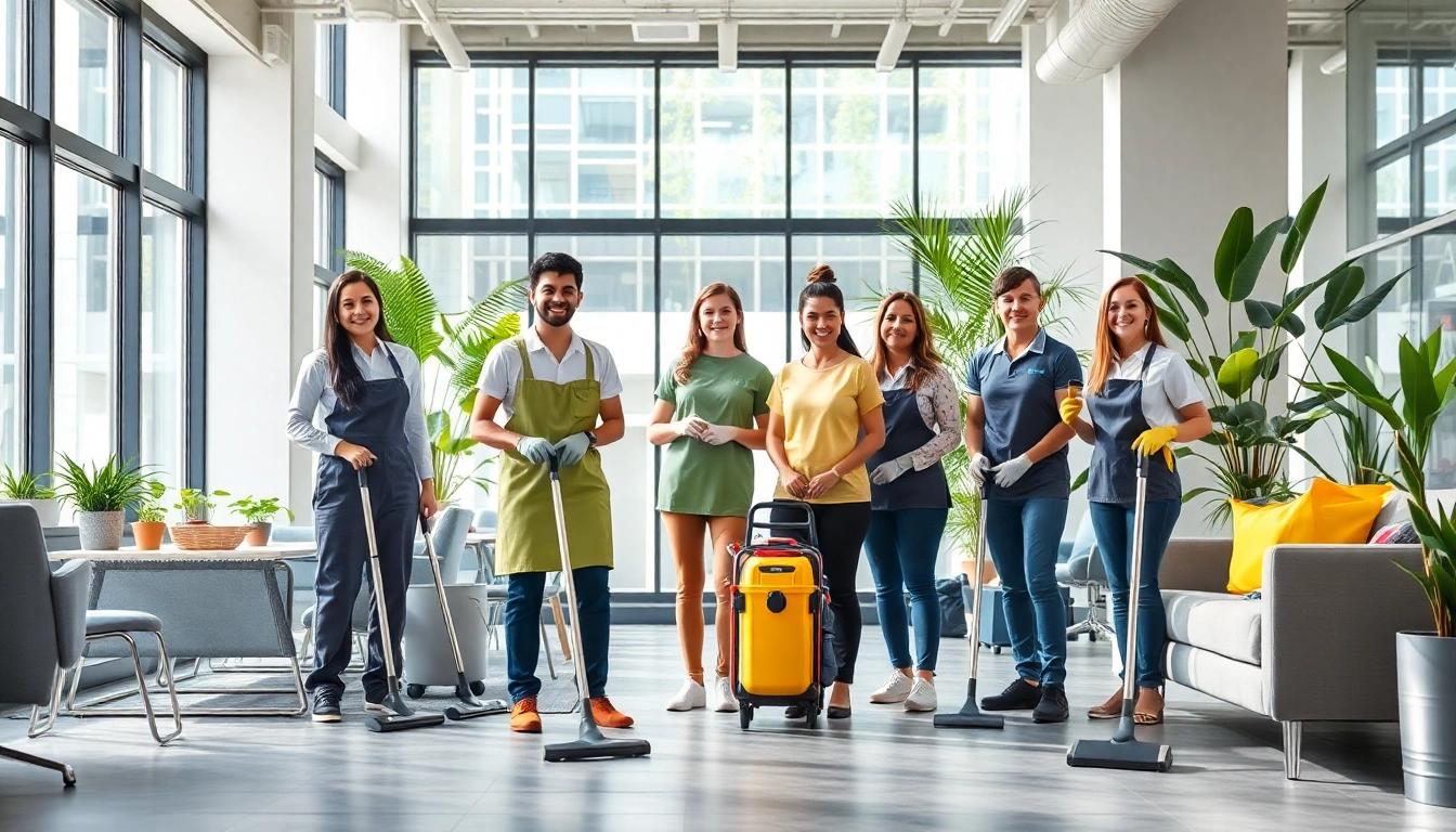 Aktive berlin gebäudereinigung in einem modernen Büro mit professionellen Reinigungswerkzeugen.