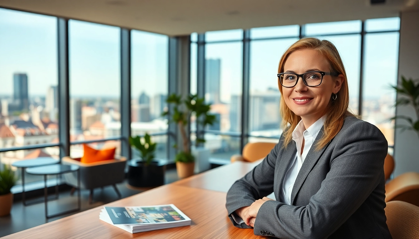 Immobilienmakler Frankfurt Sachsenhausen zeigt Immobilien in modernem Büro.