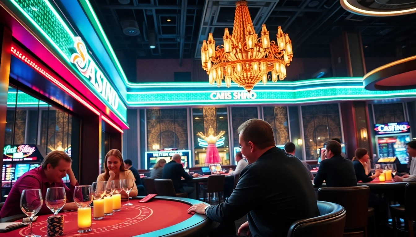 Erleben Sie spannende Spielerlebnisse in online casinos echtgeld mit lebhaften Lichtern und glücklichen Spielern.