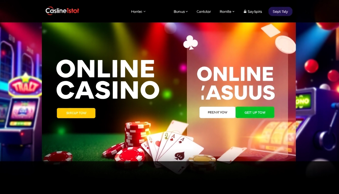 Highlight exciting online casino bonuses with vibrant graphics of chips and cards enticing players.