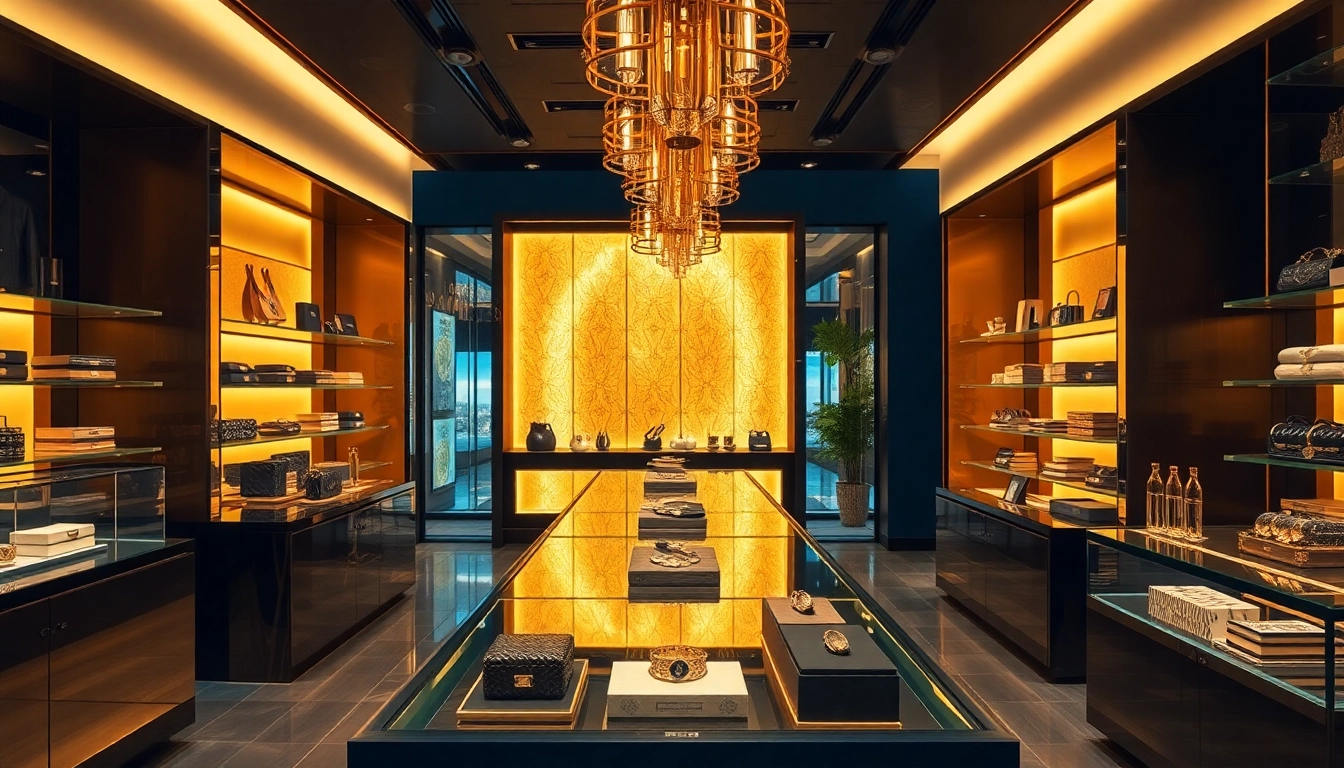 Beautifully arranged luxury goods showcasing elegance and sophistication within a boutique.