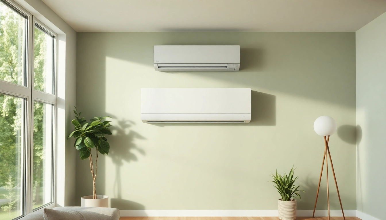 Visualisierung der Klima kosten für eine Split-Klimaanlage im ansprechenden Wohnambiente.