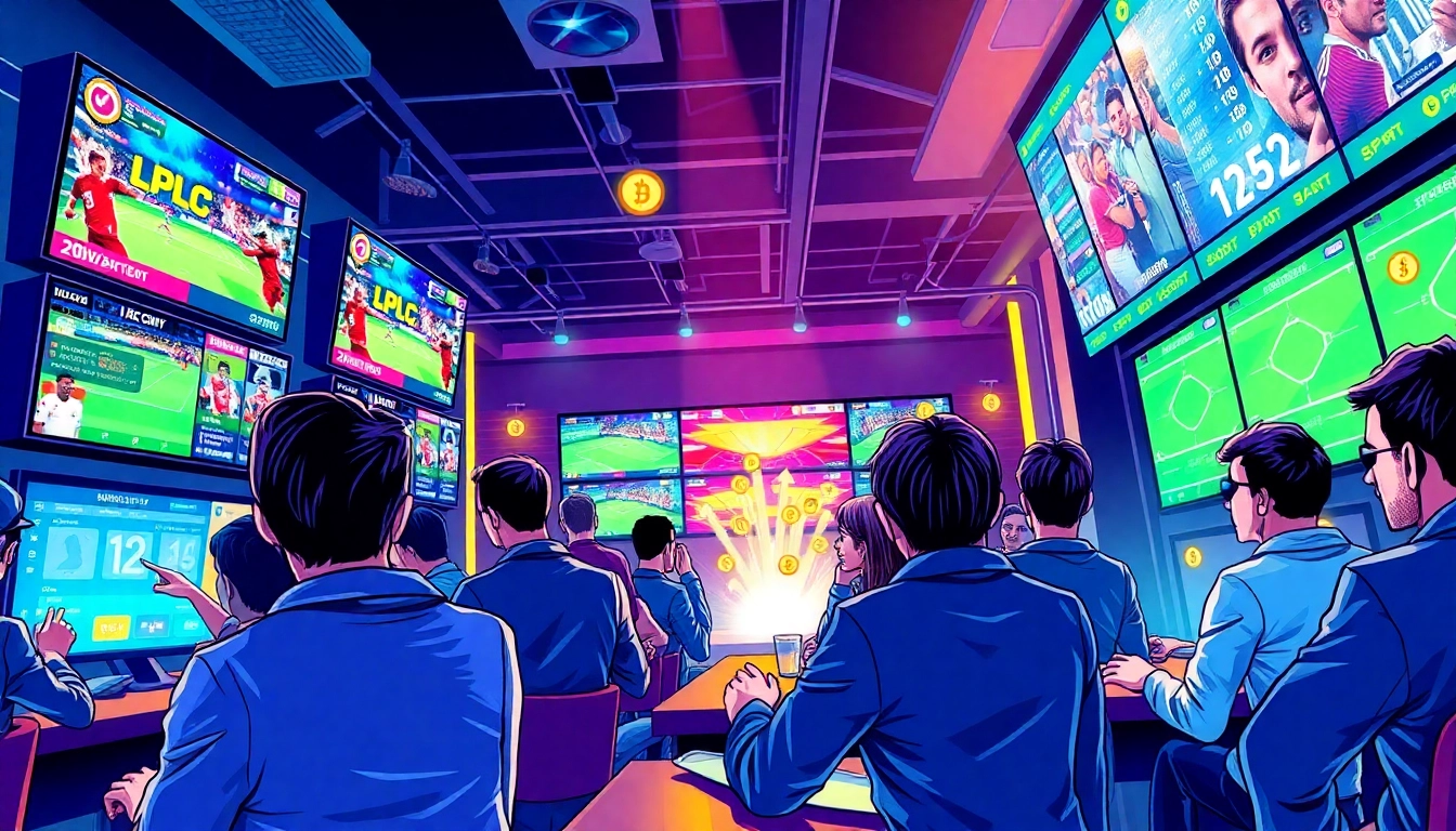 Experience the excitement of crypto sports betting with players engaged in thrilling bets and digital currency transactions.