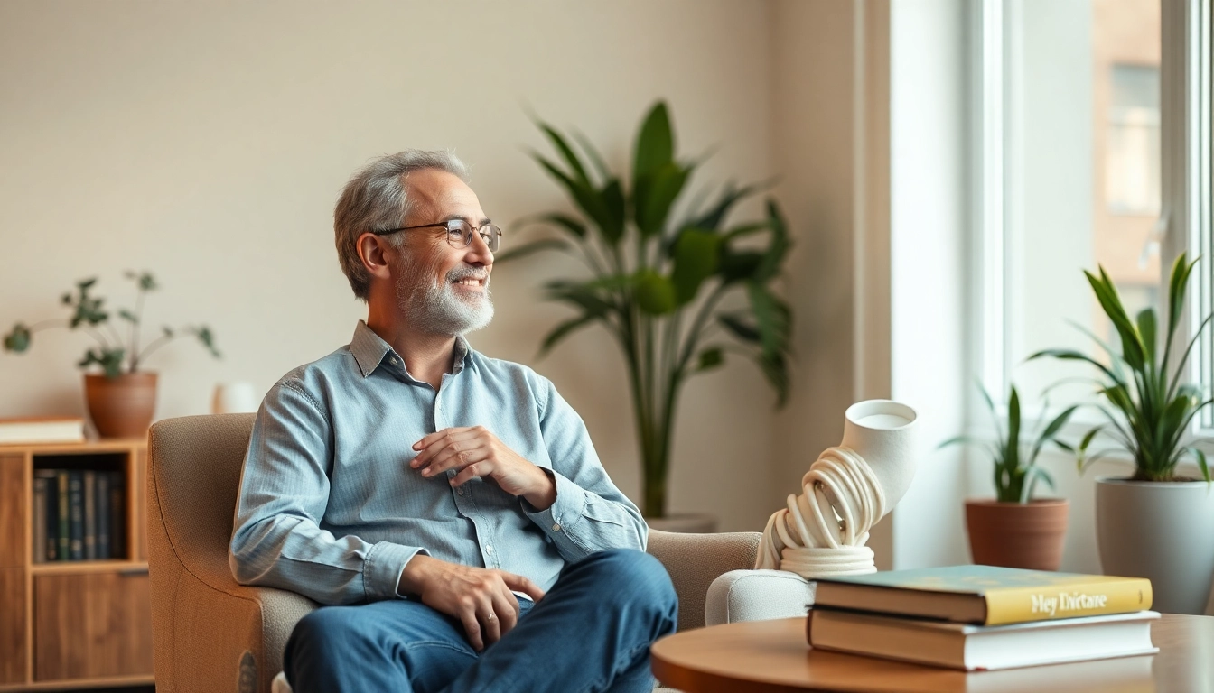 Chaker Cheniti berät einen Klienten in seiner modernen Hypnosepraxis in Hannover.