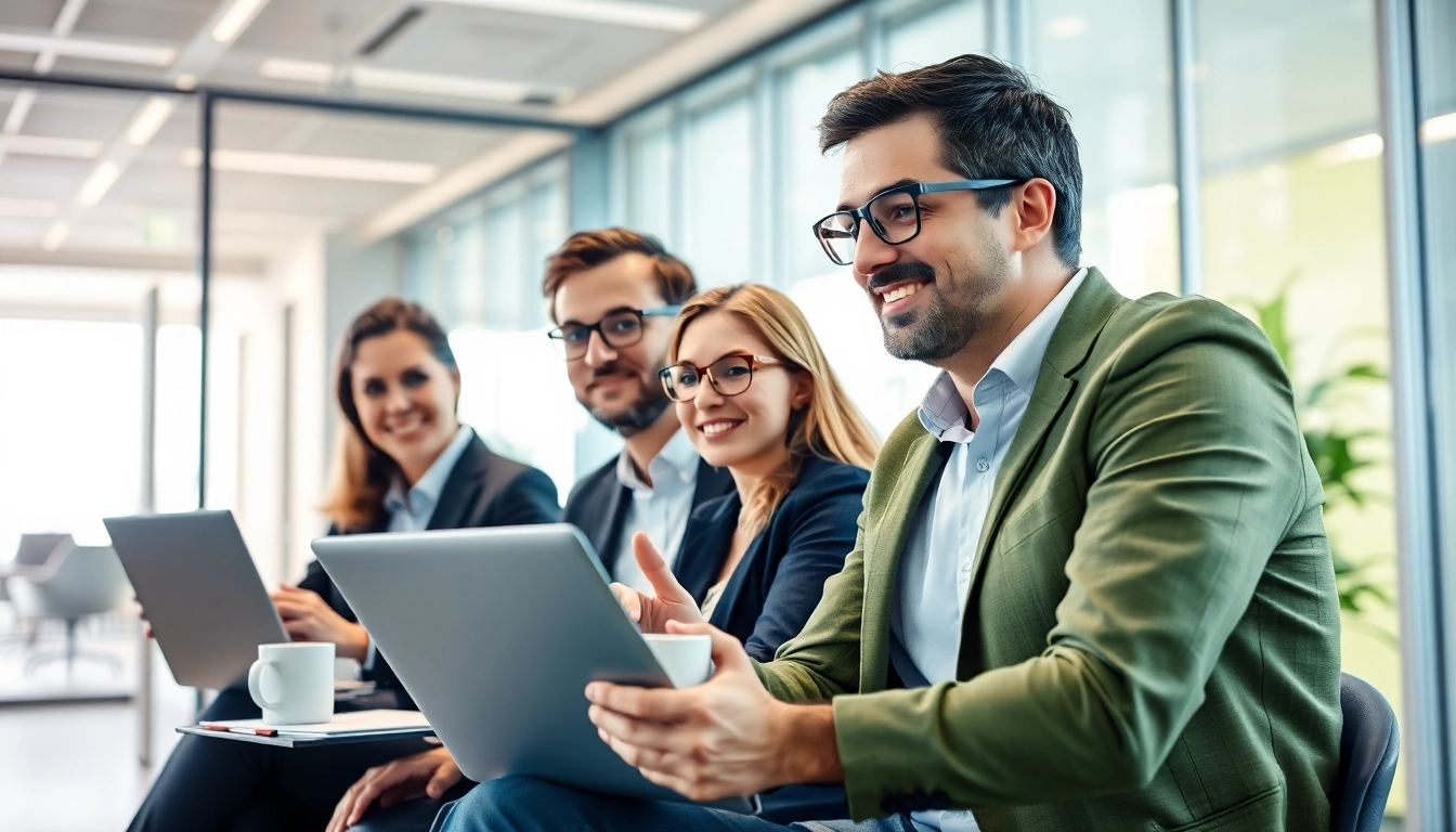 Headhunter Leverkusen beim aktiven Rekrutieren in einem modernen Büro mit Fachleuten und Technologien.