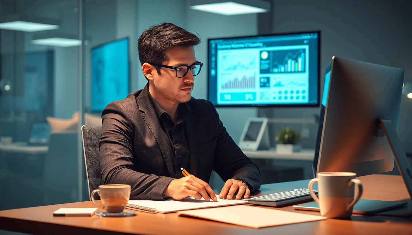 Headhunter IT analysiert Rekrutierungsstatistiken in einem modernen Büro.