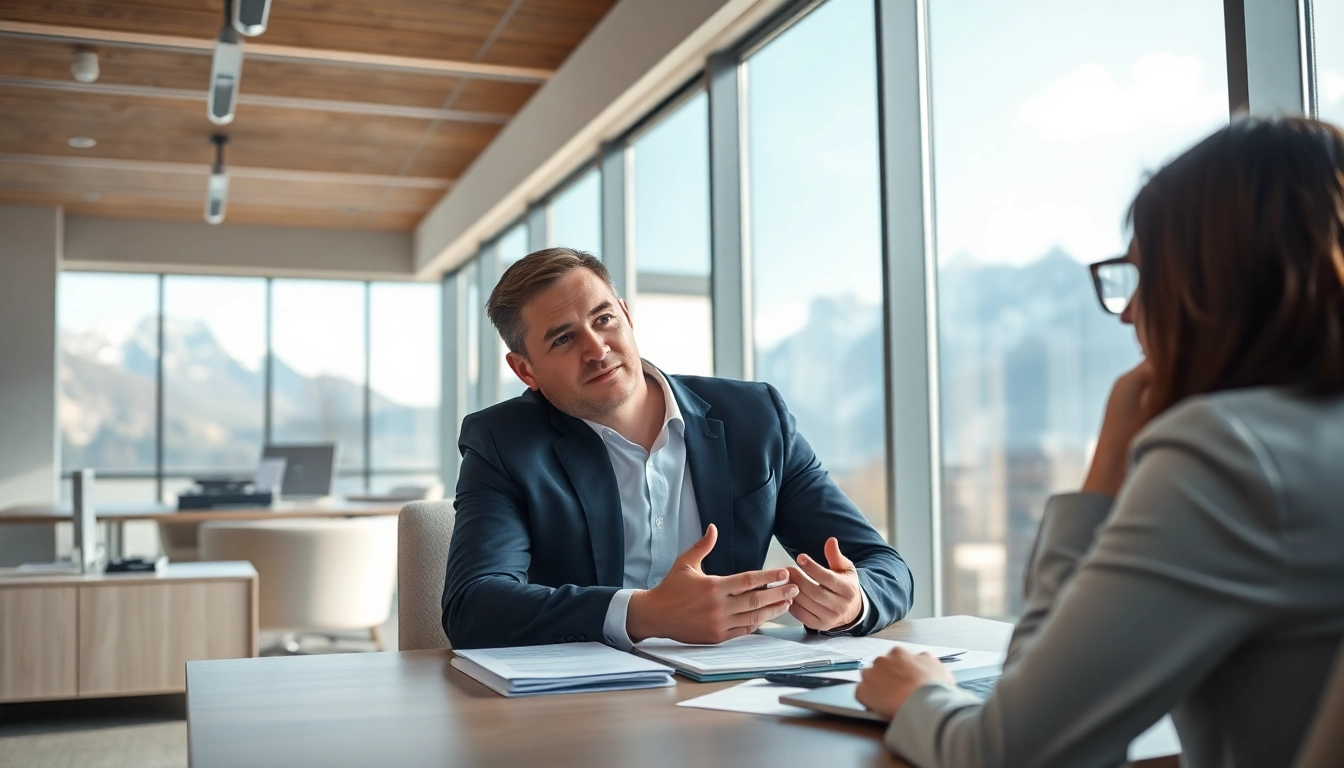 Interviewer analyzing candidates as Headhunter Schweiz in a bright office.
