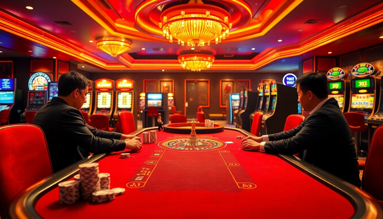 Engaging players at UU88's luxurious casino table with poker chips and roulette.