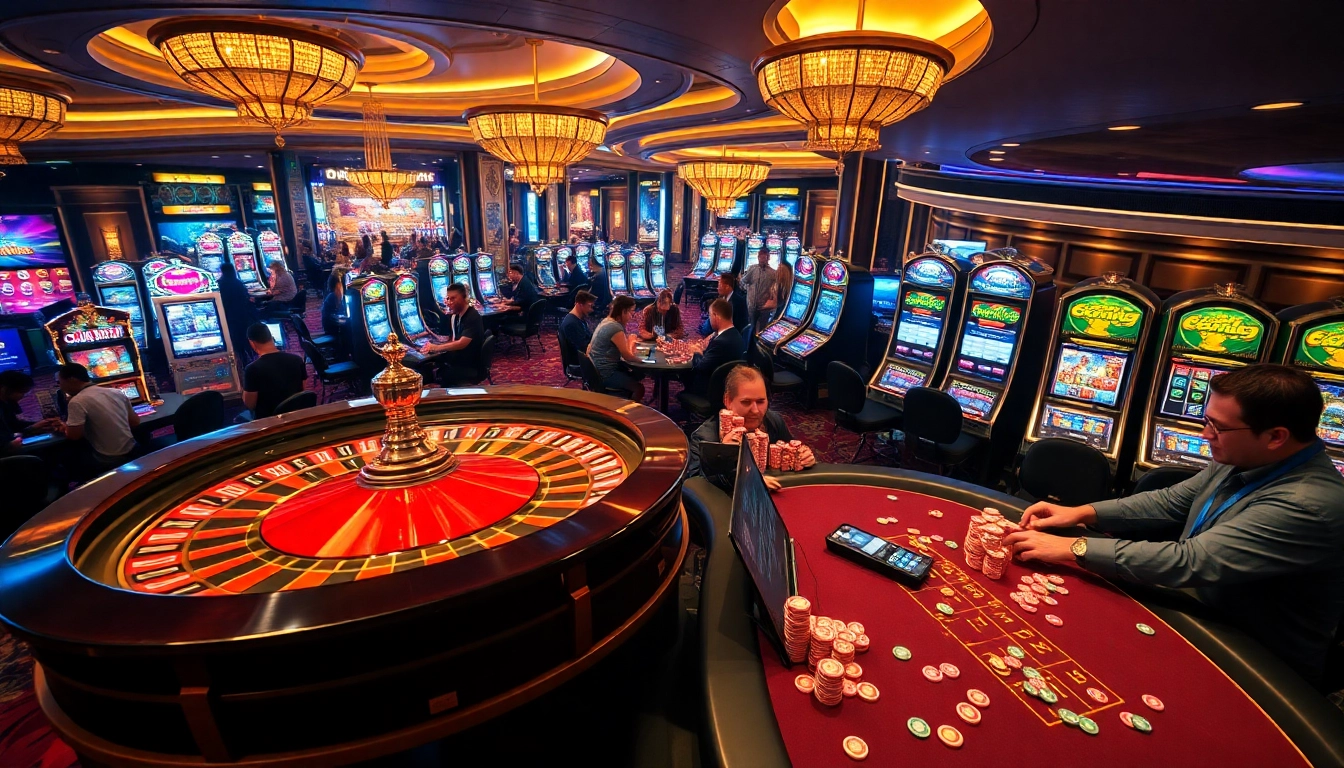 U88 players enjoying a thrilling casino experience at roulette and slot machines.