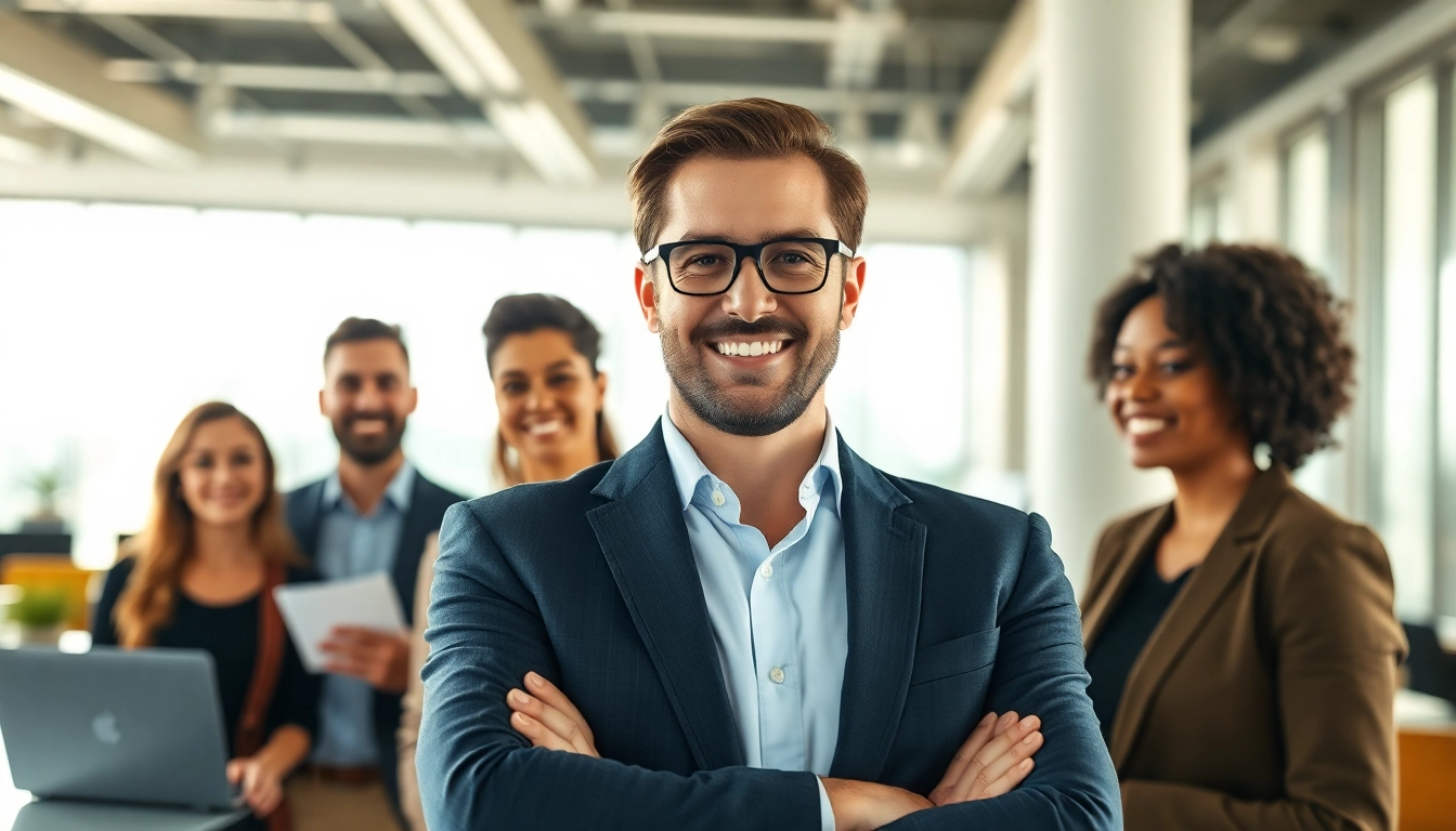 Headhunter IT engaging with job seekers in a modern office setting.