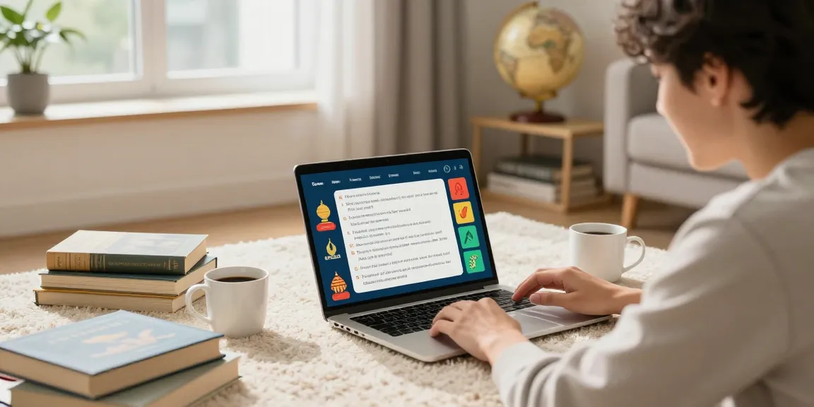 Engaging home quiz scene featuring an enthusiastic participant testing their Quiz Allgemeinwissen knowledge online.