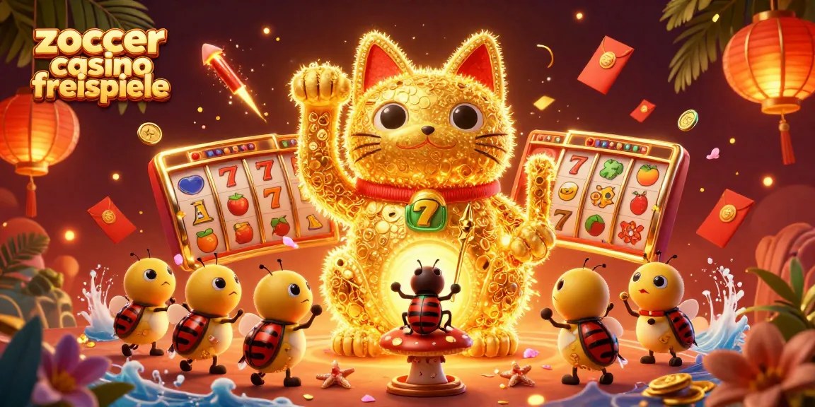 Win big at zoccer casino freispiele with vibrant 3D illustration of lucky symbols and animated elements.