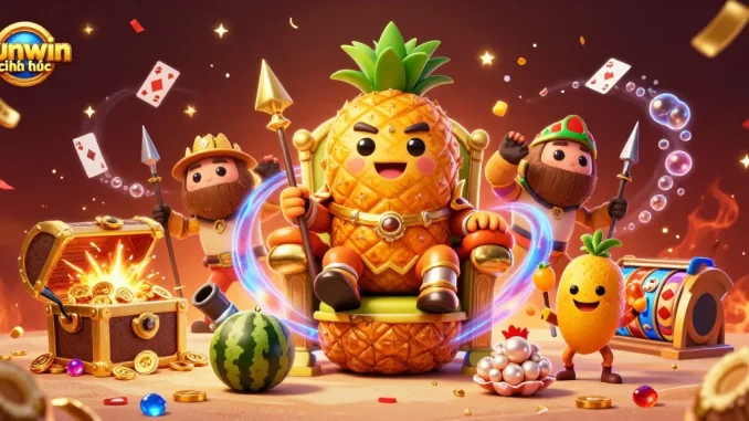 Experience the vibrant world of sunwin chính thức with a golden pineapple king and exciting casino elements.
